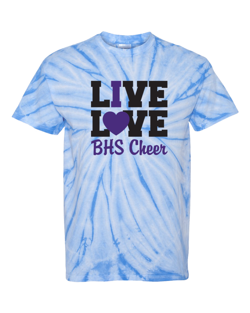 Cheer T-Shirt Tie Dye Columbia Blue BHS Cheer