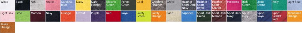 Gildan Dryblend Color Chart