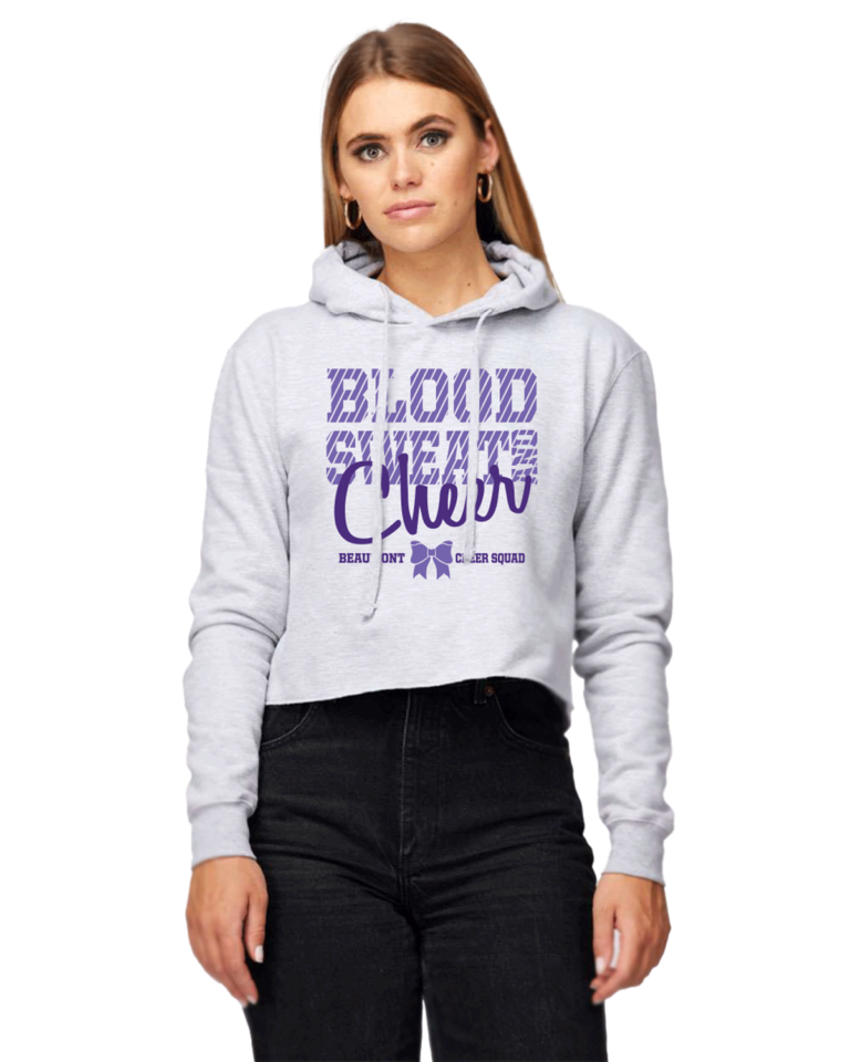 Cropped Fleece Hooded Sweatshirt Cheer Heather Grey