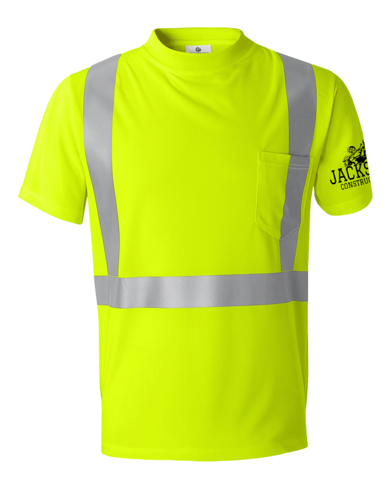 Custom Yellow ANSI 2 and ANSI 3 reflective t-shirt with reflective strips