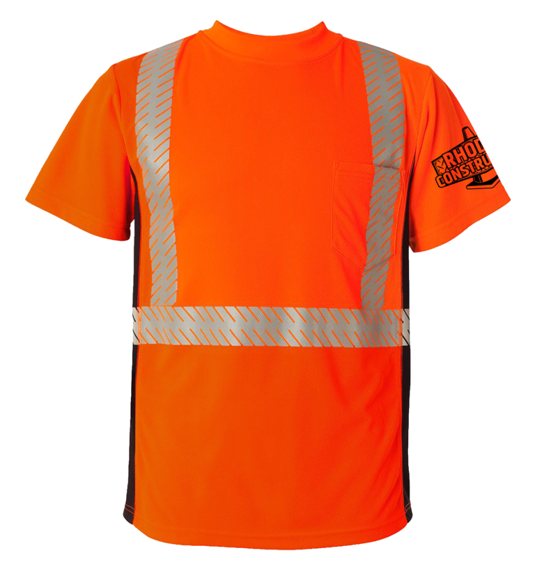 Orange reflective safety tees with reflective strips