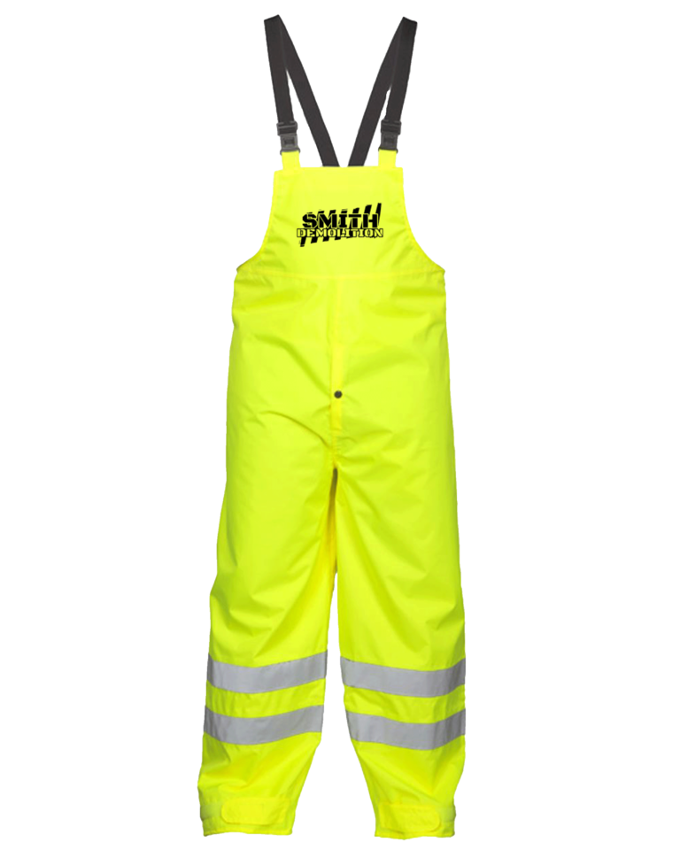 Yellow with black straps and reflective strips around ankles Hi Vis and Enhanced Visibility Work Overalls and COveralls