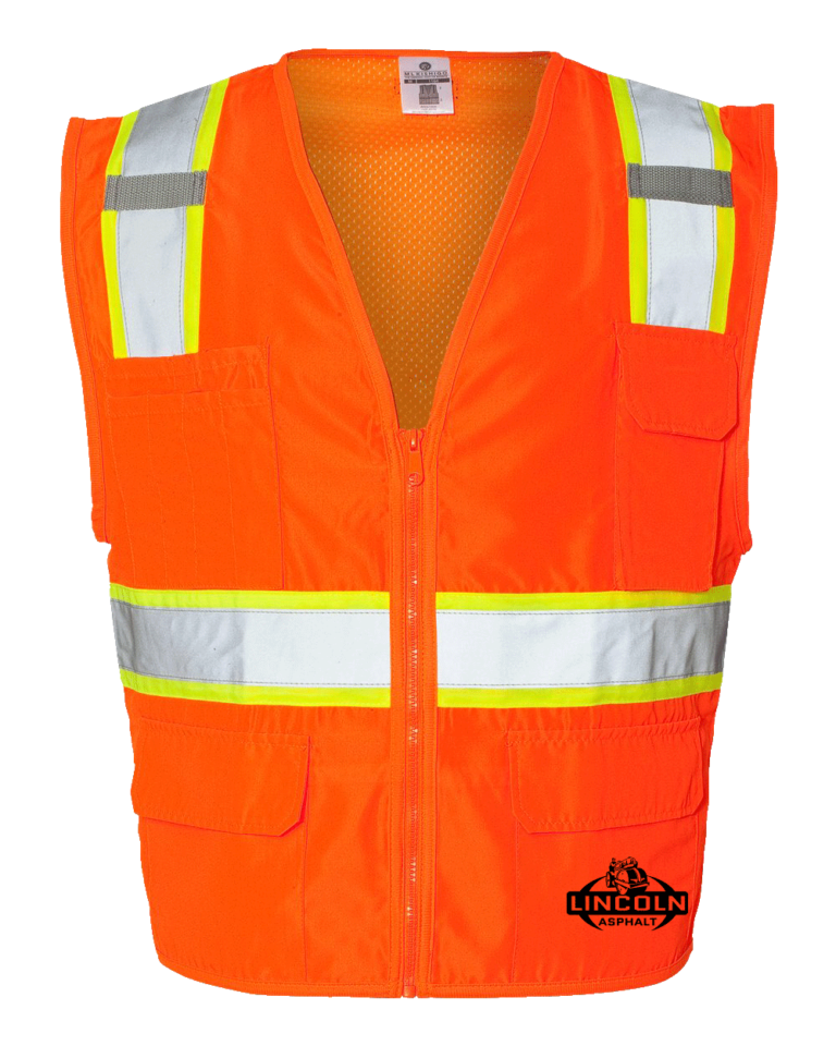 Kishigo safety vest orange with reflective strips lined with neon yellow