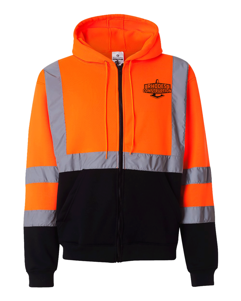 Orange and black with reflective strips Ansi-Class-3-hi-vis-hoodies