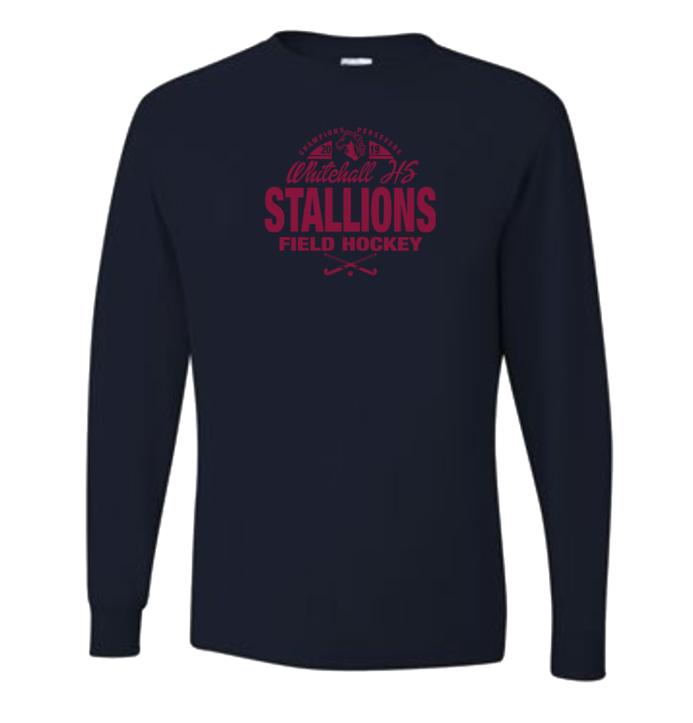 Black Dri-Power® Long Sleeve 50/50 T-Shirt with field hockey logo