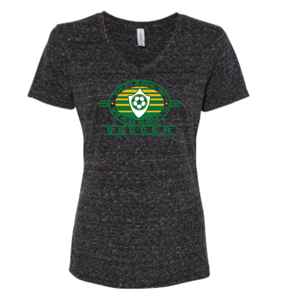 Dark heather JERZEES - Women's Snow Heather Jersey V-Neck - 88WVR with soccer logo