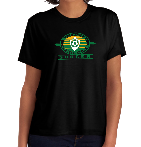 Women's Modal Stretch Boyfriend Black T-Shirt with soccer logo