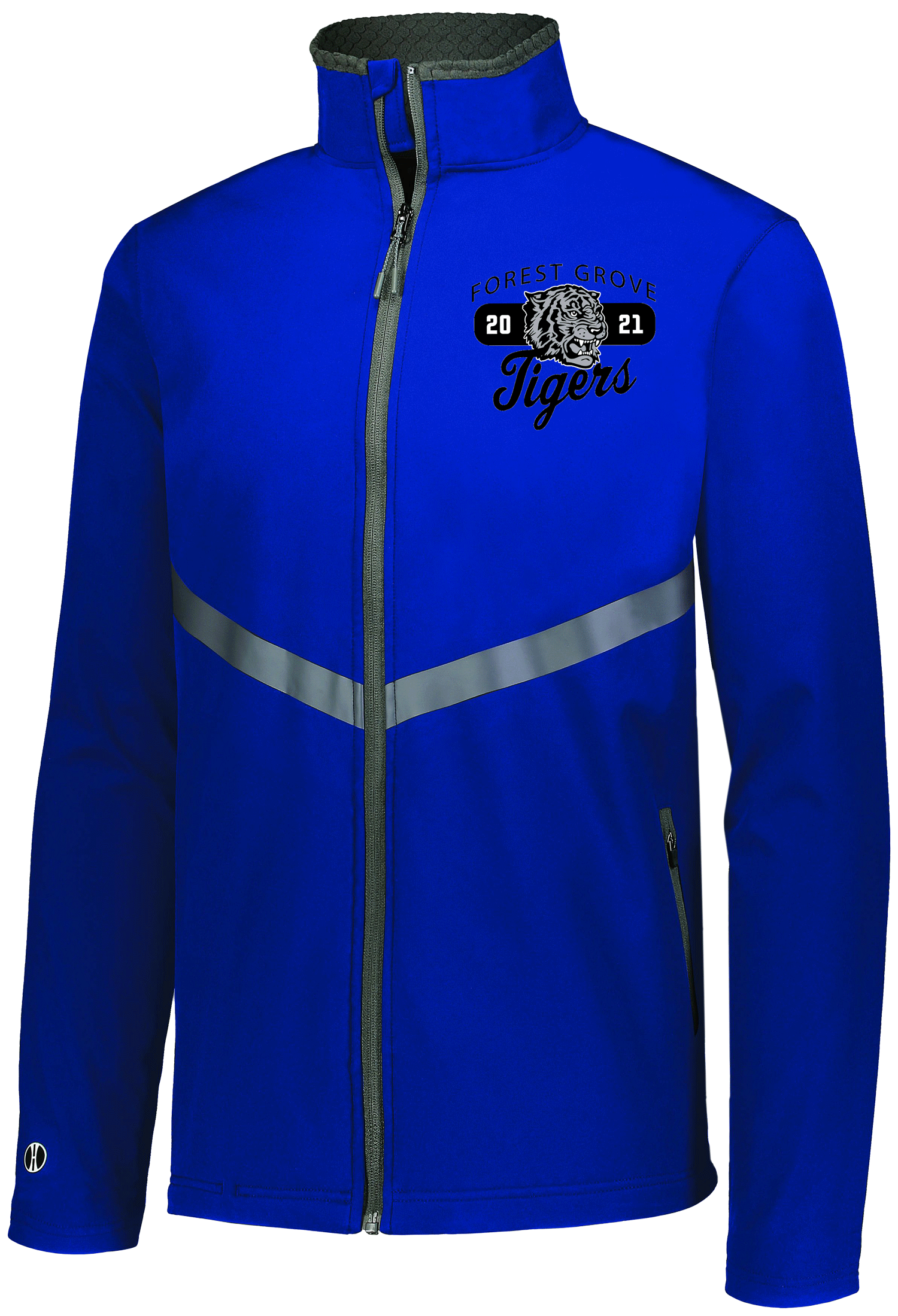 Royal zip up jacket featuring Columbus OH custom embroidery