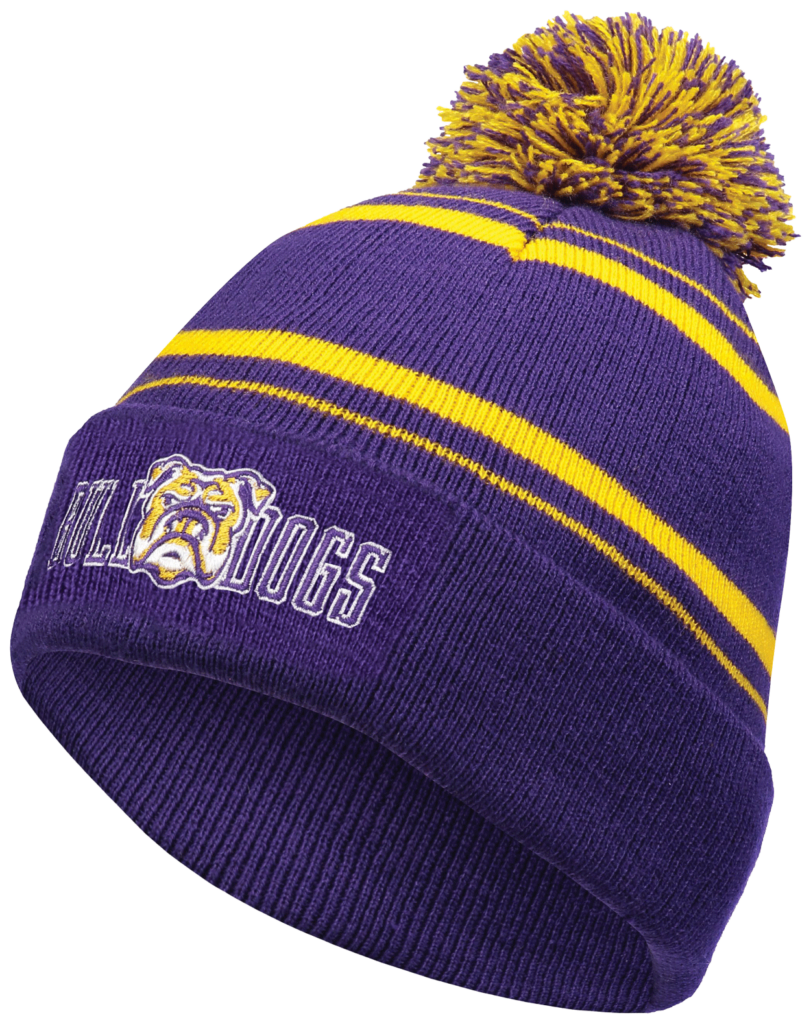 Purple and gold bulldogs beanie with Columbus OH embroidery