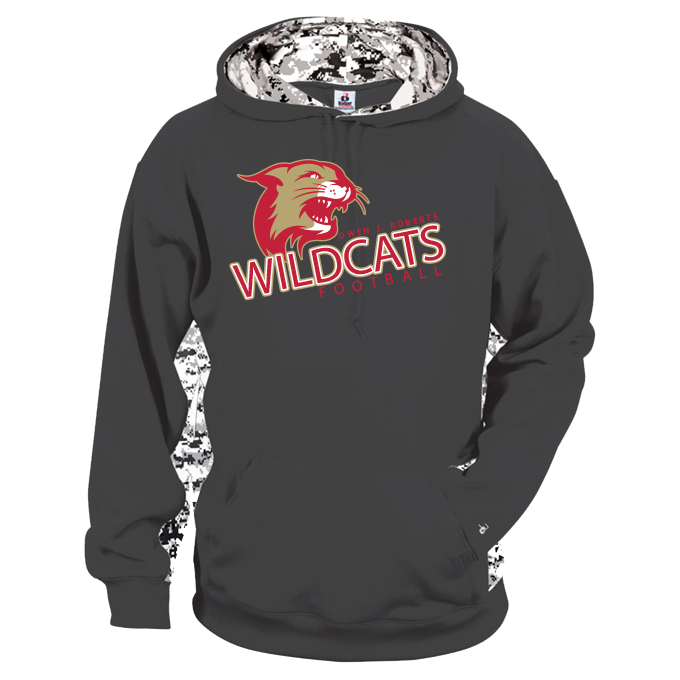 CUSTOM BADGER Football HOODIES - 146400 Graphite with Arlington HS Wildcat Logo