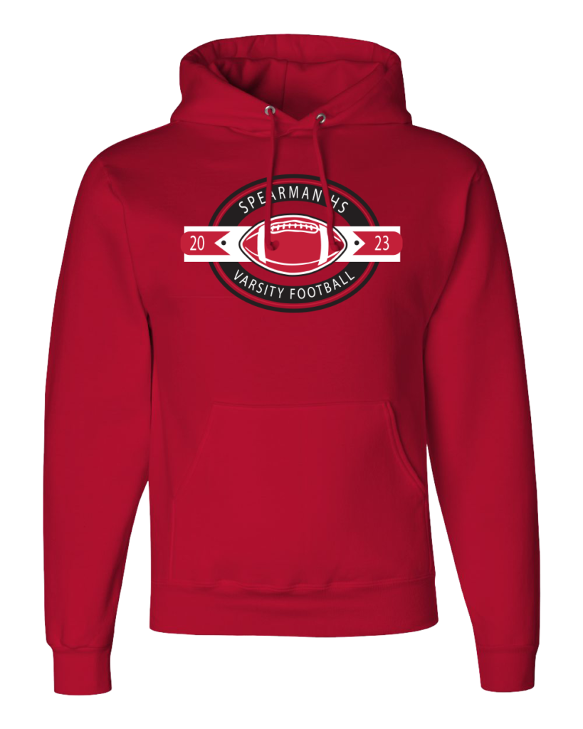CUSTOM JERZEES Football HOODIES - 4997MR Red Spearman HS Varsity Football