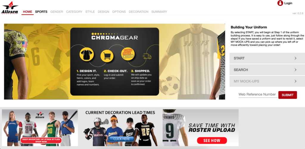 Badger Sublimated Uniform Website Home Page