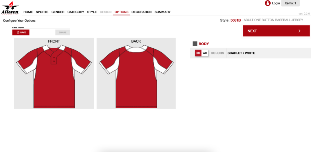 Badger Sublimated Uniform Builder Baseball Uniform Options